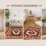 Ultra Soft Area Rug, Non Slip, Stain Resistant, Washable Area Rugs for Living Room, Bedroom, Bold Earthy Abstract Visuals(Red)