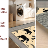 Ultra Soft Area Rug, Non Slip, Stain Resistant, Washable Area Rugs for Living Room, Bedroom, Rustic Cocoa-Black Animal Motif(Beige)