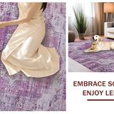 Ultra Soft Area Rug, Non Slip, Stain Resistant, Washable Area Rugs for Living Room, Bedroom, Cozy Pastel Medallion Touch(Purple)
