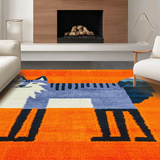 Ultra Soft Area Rug, Non Slip, Stain Resistant, Washable Area Rugs for Living Room, Bedroom, Joyful Creature Celebration Style(Orange)