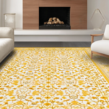 Ultra Soft Area Rug, Non Slip, Stain Resistant, Washable Area Rugs for Living Room, Bedroom, Timeless Vintage Tiled Composition(Yellow)