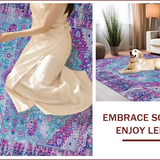 Ultra Soft Area Rug, Non Slip, Stain Resistant, Washable Area Rugs for Living Room, Bedroom, Elegant Light Blue Tiled Design(Pink)