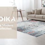 Ultra Soft Area Rug, Non Slip, Stain Resistant, Washable Area Rugs for Living Room, Bedroom, Rustic Distressed Geometric Arrangement(Gray)