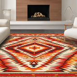 Ultra Soft Area Rug, Non Slip, Stain Resistant, Washable Area Rugs for Living Room, Bedroom, Elegant Southwestern Medallion Style(Orange)