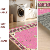Ultra Soft Area Rug, Non Slip, Stain Resistant, Washable Area Rugs for Living Room, Bedroom, Unique Textured Medallion Style(Pink)