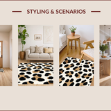 Ultra Soft Area Rug, Non Slip, Stain Resistant, Washable Area Rugs for Living Room, Bedroom, Black Ivory Animal Print Hallway Runner Rug(Beige)