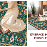 Ultra Soft Area Rug, Non Slip, Stain Resistant, Washable Area Rugs for Living Room, Bedroom, Charming Soft Floral Texture(Green)