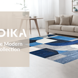 Ultra Soft Area Rug, Non Slip, Stain Resistant, Washable Area Rugs for Living Room, Bedroom, Minimalist Linear Lattice Aesthetic(Blue)
