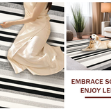Ultra Soft Area Rug, Non Slip, Stain Resistant, Washable Area Rugs for Living Room, Bedroom, Contemporary Black and White Horizontal Striped Area Rug for Trendy Homes(Black)