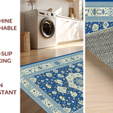 Ultra Soft Area Rug, Non Slip, Stain Resistant, Washable Area Rugs for Living Room, Bedroom, Modern Earthy Floral Composition(Blue)