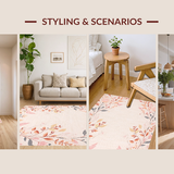 Ultra Soft Area Rug, Non Slip, Stain Resistant, Washable Area Rugs for Living Room, Bedroom, Vibrant Boho Leafy Design(Beige)