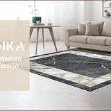 Ultra Soft Area Rug, Non Slip, Stain Resistant, Washable Area Rugs for Living Room, Bedroom, Contemporary Abstract Gold Patterning(Gray)