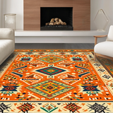 Ultra Soft Area Rug, Non Slip, Stain Resistant, Washable Area Rugs for Living Room, Bedroom, Eclectic Multi-Hued Geometric Art(Orange)