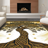Ultra Soft Area Rug, Non Slip, Stain Resistant, Washable Area Rugs for Living Room, Bedroom, Cozy Abstract Nature Expressions(Gold)