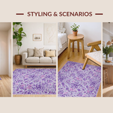 Ultra Soft Area Rug, Non Slip, Stain Resistant, Washable Area Rugs for Living Room, Bedroom, Tranquil Floral Ethereal Vibe(Purple)