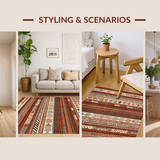 Ultra Soft Area Rug, Non Slip, Stain Resistant, Washable Area Rugs for Living Room, Bedroom, Elegant Linear Motif with Warmth(Brown)