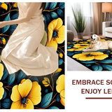 Ultra Soft Area Rug, Non Slip, Stain Resistant, Washable Area Rugs for Living Room, Bedroom, Playful Contemporary Blossom Motif(Yellow)
