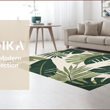 Ultra Soft Area Rug, Non Slip, Stain Resistant, Washable Area Rugs for Living Room, Bedroom, Tropical Khaki Leaf Aesthetic(Green)