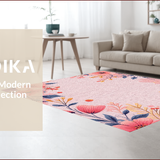 Ultra Soft Area Rug, Non Slip, Stain Resistant, Washable Area Rugs for Living Room, Bedroom, Boho Floral Non-Slip Playroom Rug(Pink)