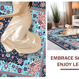 Ultra Soft Area Rug, Non Slip, Stain Resistant, Washable Area Rugs for Living Room, Bedroom, Luxurious Textured Diamond Design(Blue)