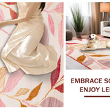 Ultra Soft Area Rug, Non Slip, Stain Resistant, Washable Area Rugs for Living Room, Bedroom, Rustic Tiled Leaf Arrangement(Pink)