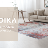 Ultra Soft Area Rug, Non Slip, Stain Resistant, Washable Area Rugs for Living Room, Bedroom, Contemporary Distressed Color Fusion(Red)
