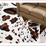 Ultra Soft Area Rug, Non Slip, Stain Resistant, Washable Area Rugs for Living Room, Bedroom, Faux Cow Print Western Living Room(White)