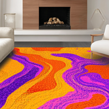Ultra Soft Area Rug, Non Slip, Stain Resistant, Washable Area Rugs for Living Room, Bedroom, Expressive Color Shift Geometric Shape(Orange)