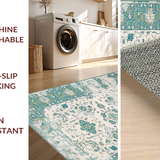 Ultra Soft Area Rug, Non Slip, Stain Resistant, Washable Area Rugs for Living Room, Bedroom, Serene Floral Ogee Aesthetic(Ivory)