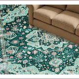 Ultra Soft Area Rug, Non Slip, Stain Resistant, Washable Area Rugs for Living Room, Bedroom, Charming Boho Floral Arrangement(Green)