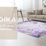 Ultra Soft Area Rug, Non Slip, Stain Resistant, Washable Area Rugs for Living Room, Bedroom, Whimsical Lavender Nature Motif(Purple)