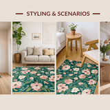 Ultra Soft Area Rug, Non Slip, Stain Resistant, Washable Area Rugs for Living Room, Bedroom, Rustic Botanical Green Palette(Green)