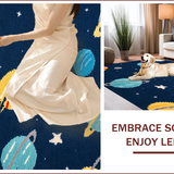 Ultra Soft Area Rug, Non Slip, Stain Resistant, Washable Area Rugs for Living Room, Bedroom, Cute Colorful Space Carpet for Boys Bedroom(Blue)