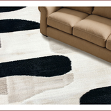 Ultra Soft Area Rug, Non Slip, Stain Resistant, Washable Area Rugs for Living Room, Bedroom, Neutral Ivory Black Carpet for Minimalist High Traffic Spaces(Black)