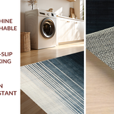 Ultra Soft Area Rug, Non Slip, Stain Resistant, Washable Area Rugs for Living Room, Bedroom, Non-Slip Area Rug Striped Ombre Design Washable Decor(Blue)