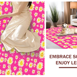 Ultra Soft Area Rug, Non Slip, Stain Resistant, Washable Area Rugs for Living Room, Bedroom, Lively Springtime Botanical Touch(Pink)
