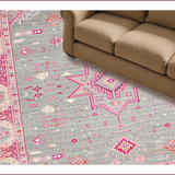 Ultra Soft Area Rug, Non Slip, Stain Resistant, Washable Area Rugs for Living Room, Bedroom, Elegant Light Grey Floral Motif(Gray)