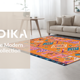 Ultra Soft Area Rug, Non Slip, Stain Resistant, Washable Area Rugs for Living Room, Bedroom, Lively Color-Blocked Geometric Style(Orange)