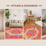 Ultra Soft Area Rug, Non Slip, Stain Resistant, Washable Area Rugs for Living Room, Bedroom, Transitional Bright Color Fusion(Orange)