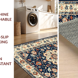 Ultra Soft Area Rug, Non Slip, Stain Resistant, Washable Area Rugs for Living Room, Bedroom, Bright Floral Lattice Visual(Blue)