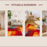 Ultra Soft Area Rug, Non Slip, Stain Resistant, Washable Area Rugs for Living Room, Bedroom, Modern Abstract Cabin(Red)