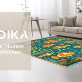 Ultra Soft Area Rug, Non Slip, Stain Resistant, Washable Area Rugs for Living Room, Bedroom, Lively Colorful Cartoon Pattern(Orange)