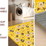 Ultra Soft Area Rug, Non Slip, Stain Resistant, Washable Area Rugs for Living Room, Bedroom, Charming Eclectic Nature Design(Yellow)
