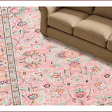 Ultra Soft Area Rug, Non Slip, Stain Resistant, Washable Area Rugs for Living Room, Bedroom, Whimsical Nature-Inspired Floral Design(Pink)