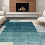 Ultra Soft Area Rug, Non Slip, Stain Resistant, Washable Area Rugs for Living Room, Bedroom, Transitional Ombre Rug: Subtle Color Variations, Smooth Surface Design(Blue)