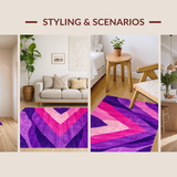 Ultra Soft Area Rug, Non Slip, Stain Resistant, Washable Area Rugs for Living Room, Bedroom, Dynamic Modern Striped Arrangement(Purple)