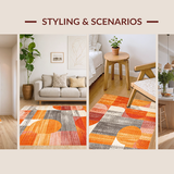 Ultra Soft Area Rug, Non Slip, Stain Resistant, Washable Area Rugs for Living Room, Bedroom, Striking Warm Abstract Pattern(Orange)