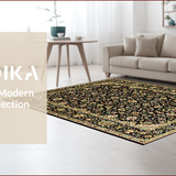 Ultra Soft Area Rug, Non Slip, Stain Resistant, Washable Area Rugs for Living Room, Bedroom, Chic Vintage Blossom Arrangement(Black)
