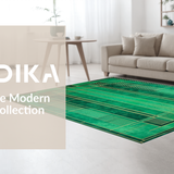 Ultra Soft Area Rug, Non Slip, Stain Resistant, Washable Area Rugs for Living Room, Bedroom, Bold Gold Accented Graphic Motif(Green)