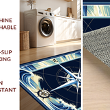 Ultra Soft Area Rug, Non Slip, Stain Resistant, Washable Area Rugs for Living Room, Bedroom, Contemporary Marine Inspired Design(Blue)